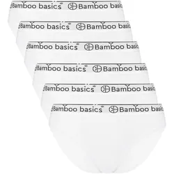 Bamboo basics Damen Slips YARA, 6er Pack - Logo-Bund, atmungsaktiv, Single Jersey Weiß L