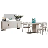 Esszimmer-Set Tisch Konsoltisch Spiegel Beige Farbe Moderner Stil Neu