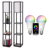 Lunartec 2er-Set Holzregal-Stehlampen 2er-Set Schwarz