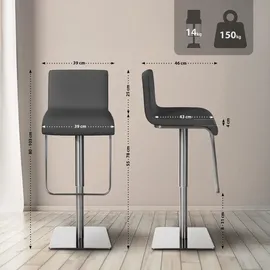 CLP 2er Set Barhocker Limon, Barstühle mit Kunstlederbezügen höhenverstellbar drehbar, Tresenstühle bis 240 kg belastbar