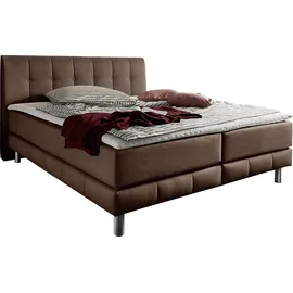 Home Affaire Boxspringbett HOME AFFAIRE "Cafone", braun, B:184cm L:211cm, Bezug der Spiegelfläche Matratzendrell aus 100% Polyester;feiner Strukturstoff-Bezug (100% Polyester), Komplettbetten, Boxspringbett, inkl.