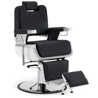 Barberpub Stuhl BarberPub Friseurstuhl Friseureinrichtung, Barber Stuhl 3823 silberfarben|weiß