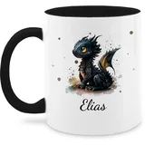 Tasse Tassen 325ml - Süßer Kleiner Drache mit Namen I Nachtdrache I Dragon I Drachen I Drachenzähmen - 325 ml - Schwarz - name drachenmotiv dragons henkelbecher personalisierte und kaffeetasse