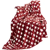 CELINATEX Flauschige Kuscheldecke 150 x 200 cm Bordeaux Decke Sofa Couch Wohndecke weich Stars Mikrofaser Fleece Oeko-TEX Moonlight