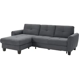 sit&more Ecksofa SIT & MORE "Varese L-Form", grau (dunkelgrau), B:253cm H:91cm T:167cm, Bedruckte Microfaser (100% Polyester);Luxus-Microfaser ALTARA NUBUCK (100% Polyester);Struktur (100% Polypropylen), Sofas, Ecksofa, mit Federkern, wahlweise mit Bettfunktion