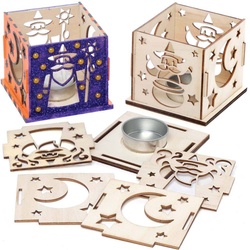 Zauberer Teelichthalter aus Holz (pro Set 3) Halloween-Basteleien