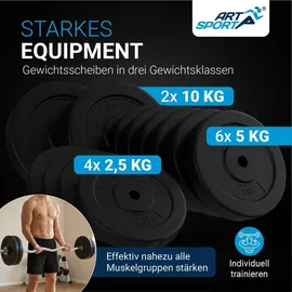 ArtSport 3in1 Hantelset Hantel-Set 60 kg schwarz/silber