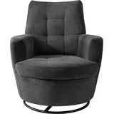 Alina Drehsessel "Yuri", grau (anthrazit xbo 9), B:80cm H:93cm T:92cm, Struktur fein XBO 100% Polyester), Sessel, Drehsessel, mit Dreh und Wippfunktion, passend zu Hocker Yuri