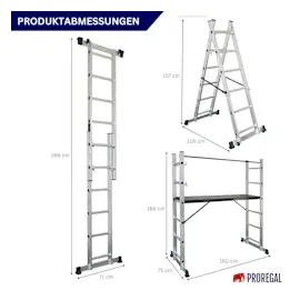 Proregal MULTISTEP 3-in-1 Aluminiumleiter 2 x 6 Sprossen