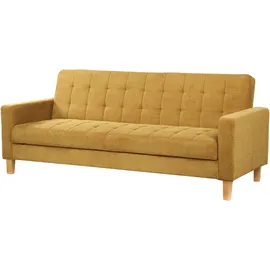 Beliani Schlafsofa 3-Sitzer Vehkoo Stoff Senfgelb