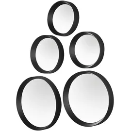 Möbel Kraft Spiegel 5er Set ¦ schwarz ¦ Glas,Aluminium,Kunststoff Ø: 25.0