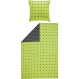 Erwin Müller Mako-Satin Wendebettwäsche, gruen/grau 135x200+80x80 cm