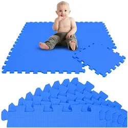 LittleTom Puzzlematte 9 Teile Baby Kinder Puzzlematte ab Null - 30x30cm, Baby Kinder Puzzlematte blau blau