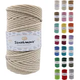 Sznurkomania, Geflochtene Baumwollkordel 5mm 100m, 46 Farben, Häkelkordel, Makramee Kordel, Makramee Garn, Premium Garn, Makramee Seil, (Hell beige)