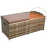 Sitzbank Gartenbank mit Auflagenbox Rattan Kissentruhe Polyrattan Beige-Braun