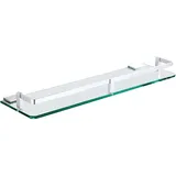 CAFIEDR Badezimmer-Glasregal, Space-Aluminium-Hartglasregal für wandmontierte Duschräume, Badezimmer-Einschicht-Spiegelfrontregal, Badezimmer-Glasregal, 40 cm