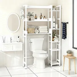 Relaxdays Toilettenregal 3 Ebenen mit Seitenablage Weiß
