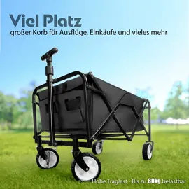 BigDean Bollerwagen faltbar bis 80 kg schwarz