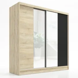 A&J MöbelLand Schiebetürenschrank DUO 200 x 215 x 59,5 cm Weiß/Schwarz