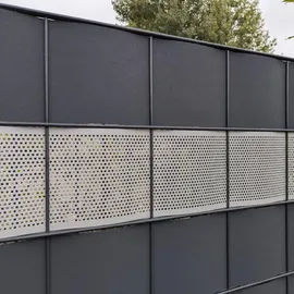 zaunzu® zaun|zu® Sichtschutz Gelocht Quadrat Muster für Doppelstabmatten Weiß 50m