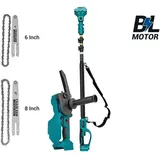 2-in-1-Akku-Kettensäge. Elektro-Gartenschere mit Stiel, Teleskopstange 130–248 cm, ohne Akku, 6- und 8-Zoll-Führung