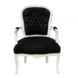 Casa Padrino Barock Salon Stuhl Schwarz / Weiss