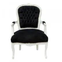 Casa Padrino Barock Salon Stuhl Schwarz / Weiss