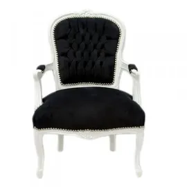 Casa Padrino Barock Salon Stuhl Schwarz / Weiss