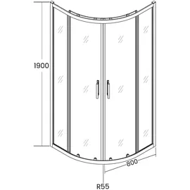 bad land HELA Runddusche mit Schiebetür 80 x 190 cm Schwarz Transparent Glas