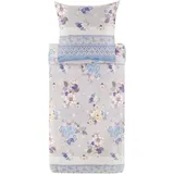 BASSETTI Hanami Bettwäsche + 1 Kissenhülle aus 100% Baumwollsatin in der Farbe Perlgrau G1, Maße: 135x200 + 1 K 80x80 cm - 9329898