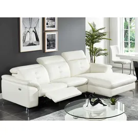 vente-unique Relaxsofa Ecksofa Leder - Ecke Rechts - Elfenbein - LISMORE
