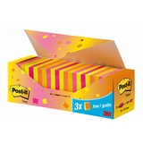 Post-it 654NP24 Haftnotiz Notes Promotion, 24 Blöcke 100 Blatt im Karton, 76 x 76 mm, neonorange/gelb/pink/mandarinenorange