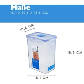 Lock & Lock Vorratsdose rechteckig transparent 15,1 x 10,8 x 18,5 cm 1,8 l