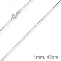 Schmuck Krone Goldkette 1mm Kugelkette diamantiert, 585 Weißgold, 45cm, Gold 585 silberfarben