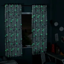 Delindo Lifestyle Fluoreszierende Kinderzimmer Gardine Magic, 140x175 cm, 1 Stück, verdeckte Schlaufen oder Kräuselband, moderner weißer blickdichter Fenstervorhang für Mädchen und Jungen