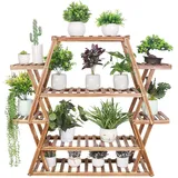 Pflanzenregal Blumenregal, Blumenständer Garten, Blumentreppe Massivholz, Pflanzentreppe Mehrstöckig, Holzregal 95×105.5cm
