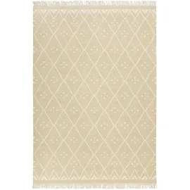 Green Looop Teppich GREEN LOOOP "Vermont GL-82101", beige (beige, creme), B:80cm H:5mm L:150cm, Baumwolle, Schurwolle, Teppiche, Teppich, handgewebter Naturfaserteppich aus 80% Wolle 20% Baumwolle, Wohnzimmer