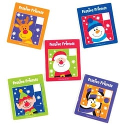 Schiebepuzzles "Festliche Freunde" (pro Set 5) Bastelaktivitäten zu Weihnachten