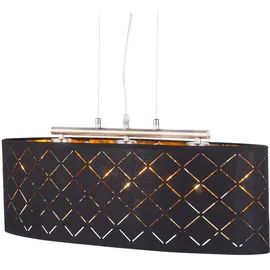 ETC Shop Deckenleuchte hängend schwarz gold Esszimmerlampe Hängelampe Esstisch, 3 Flammig orientalisch, Metall Textil, 3x LED 7W 806Lm 2700K, LxBxH 65x25x140