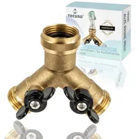 Tecuro 2-Wege Y-Verteiler 3/4 Zoll mit 2 Absperrhähnen -