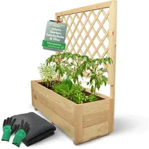 holz4home Pflanzkasten mit Rankgitter 98 x 34 cm Braun
