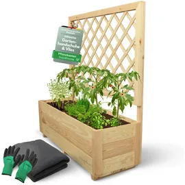 holz4home Pflanzkasten mit Rankgitter 98 x 34 cm Braun