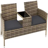 Tectake tectake® Rattan Gartensitzbank, 2-Sitzer, UV-beständig, 131 x 59 x 82 cm