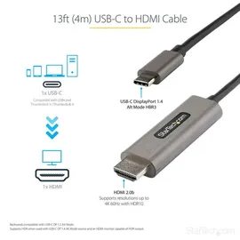 Startech USB-C auf HDMI Kabel 4 m Schwarz/Silber
