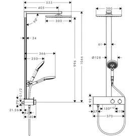 Hansgrohe Raindance E Showerpipe 300 1jet EcoSmart mit ShowerTablet 350 27362700