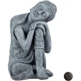 Relaxdays Buddha Figur geneigter Kopf 60 cm, Grau