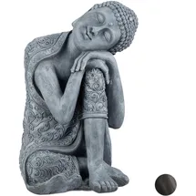 Relaxdays Buddha Figur geneigter Kopf 60 cm, Grau