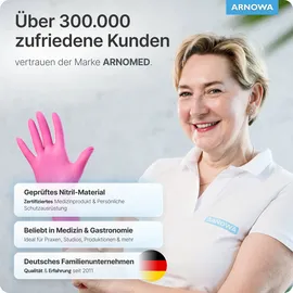 arnomed Nitril Magnolia Pink Einmalhandschuhe, puderfrei, pink 387-L , 1 Packung = 100 Stück, Größe L