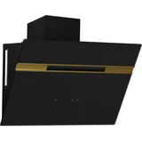 Klarstein Dunstabzugshaube Alina - 60-cm-Wandhaube, 600 m3/h, Energieeffizienzklasse A, 9 LED-Farben, Touch-Bedienfeld, 52 dB, Schwarz-Gold, Umluftbetrieb Möglich