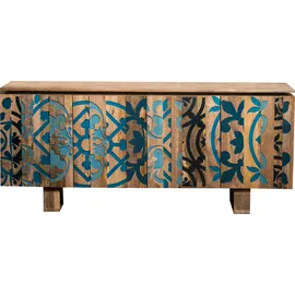 Home Affaire Sideboard HOME AFFAIRE "Layer", bunt (braun, blau), B:185cm H:77cm T:47cm, Sideboards, Sideboard, Kommode mit 4 dekorativen Türen, Breite 177 cm